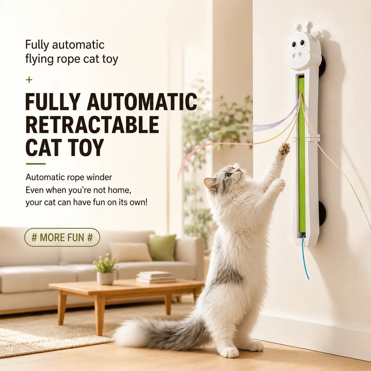Interactive Electric Cat Teaser – Automatic Wall-Mounted Flicking Rope Toy