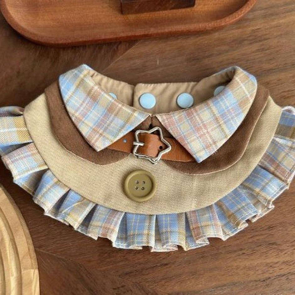 Pet Bib Drool Bandana Dress Style Collar Gray Size S-XXL