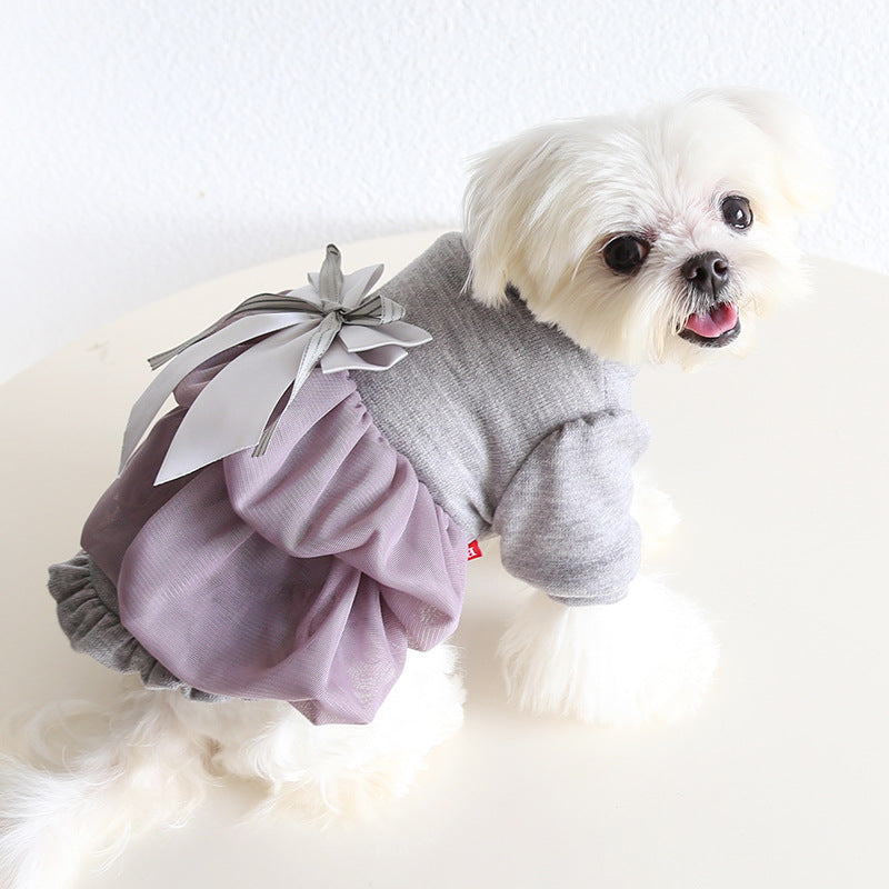 Winter Warm Dress Cloud Tulle Knit Dog for Small Medium Dogs Pet Clothing