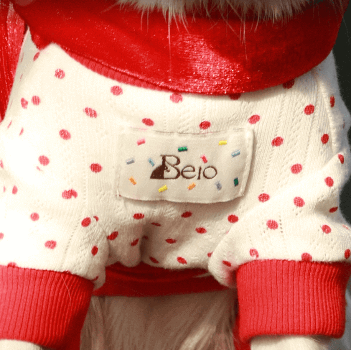 Red Polka Dot Dog Pajamas – Classic Holiday Onesie for Pets