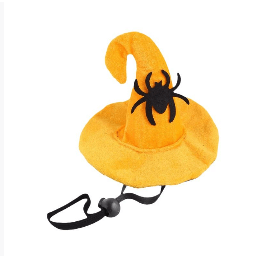 Halloween Pet Costume Hat – Funny Cat Magic Headwear with Black Veil & Spider