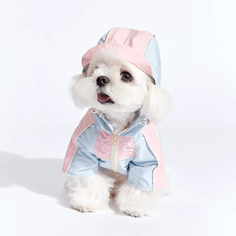 Dog Jacket Waterproof Anti Static Hooded Windbreaker Blue Size XS-XXL