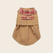 French Style Dog Coat – Elegant Brown Outfit with Red Accents