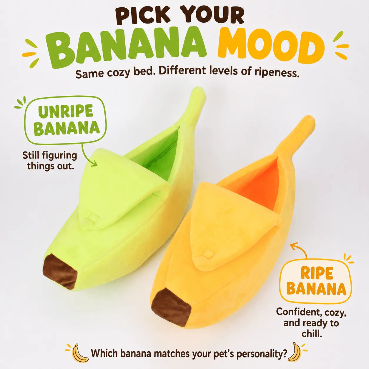 Cloud-Soft Banana Cat Cave – Anxiety-Relieving Semi-Enclosed Nest Bed