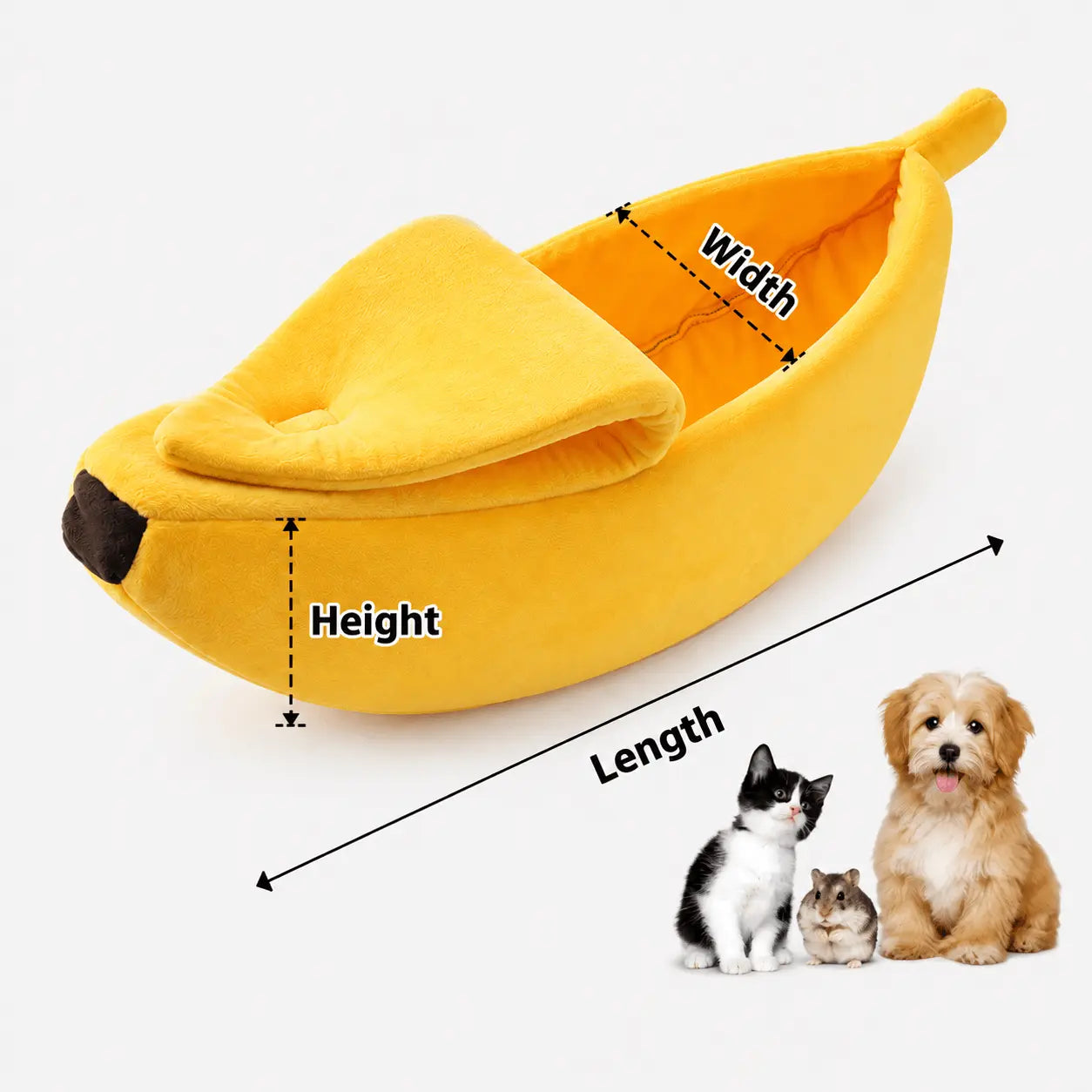 Cloud-Soft Banana Cat Cave – Anxiety-Relieving Semi-Enclosed Nest Bed