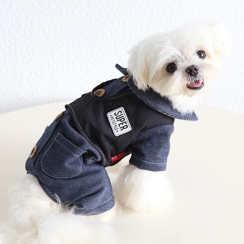 Denim Vest Four-Leg Onesie for Small Medium Dogs Pet Jacket