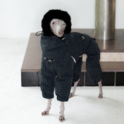 Handmade White Duck Down Thick Winter Puffer Jacket with Mink Fur Collar for Bedlington Greyhound Whippet Clothes