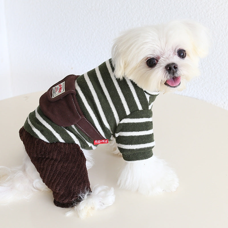 Warm Four-Leg Onesie With Crossbody Bag for Small Medium Dogs Pet Clothing