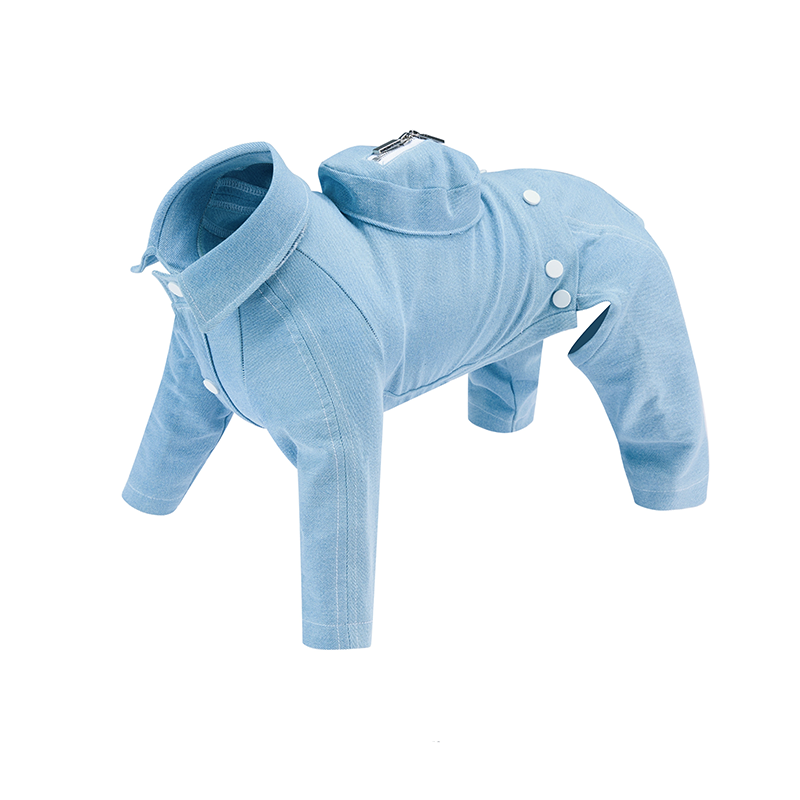Handmade Cotton Denim Long-Sleeve Four-Leg Jackets  for Italian greyhound Whippet Dog Clothes