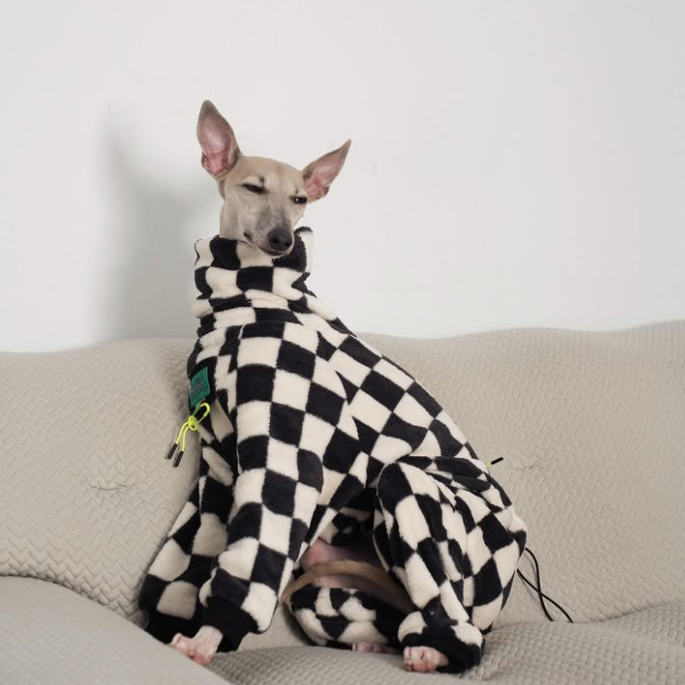 Fleece Checkerboard Onesie Italian Greyhound Whippet Dog Clothes