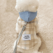 Dog Vest Plush Lined Checkerboard Hoodie with Leash Hole Gray Size XS-XXL