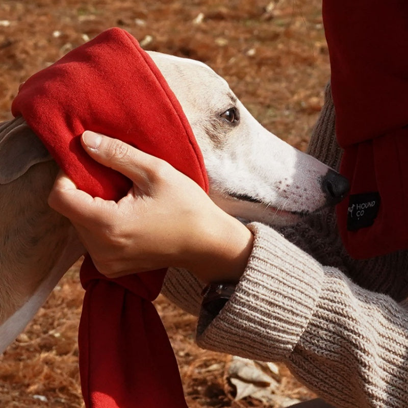 Christmas Warm Cotton Red Scarf Greyhound Whippet Dog Scarf