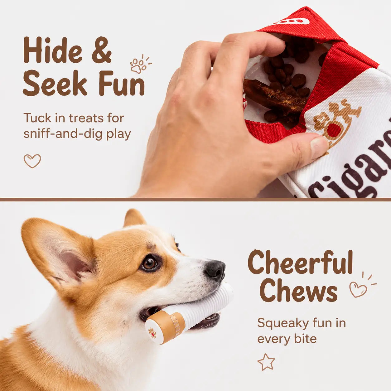 Doggy Cigs™ Hide-and-Seek Squeaky Dog Toy