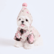 Dog Coat Sherpa Fleece Christmas Set with Scarf Hat Red Size XS-L