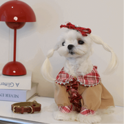 BELO Brown Plaid Trench Coat, British Style Dog coat