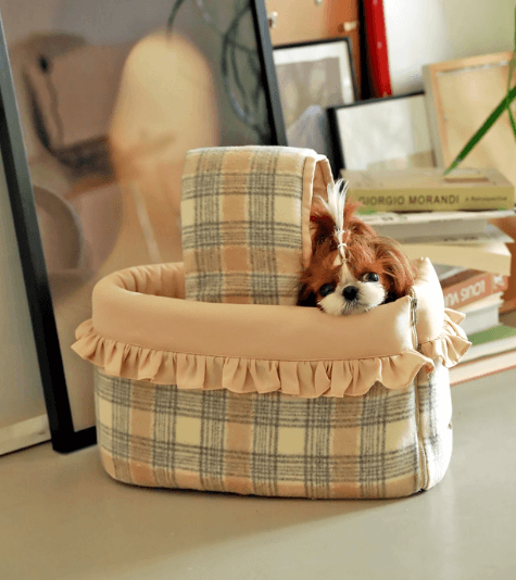 Pet Carrier Tote Bag with Lace Trim - Alloy Zipper Portable Pet Travel Bag