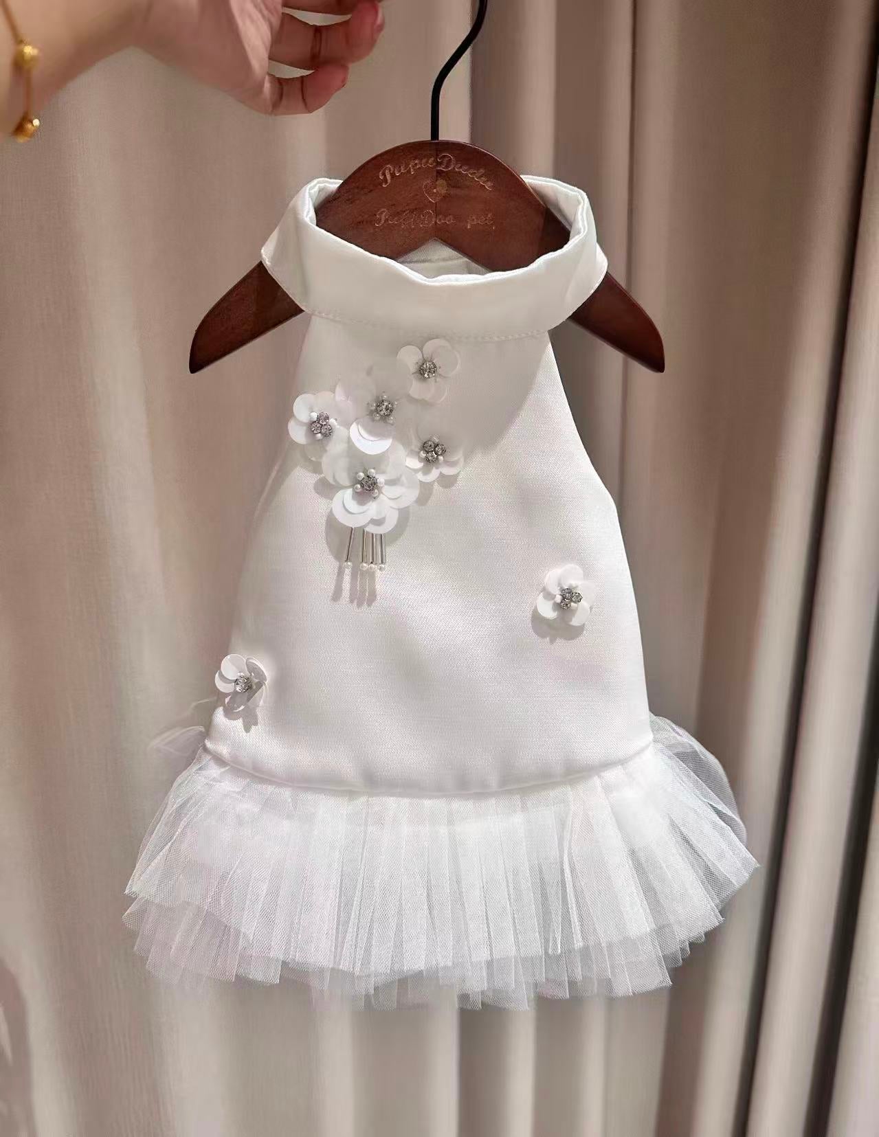 Dog Wedding Dress - White & Black Bridal Gown for Puppies