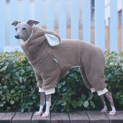 Warm Fleece Onesies Jumpsuit with Bunny Hood Italian Greyhound & Whippet Winter Outfit