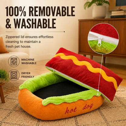 The Viral "Hot Dog" Pet Bed | Small Breed Cozy Nest