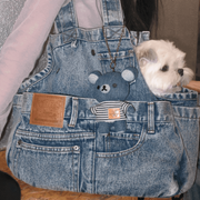 Vintage Denim Pet Tote Bag - Heavy Wash Dog Carrier