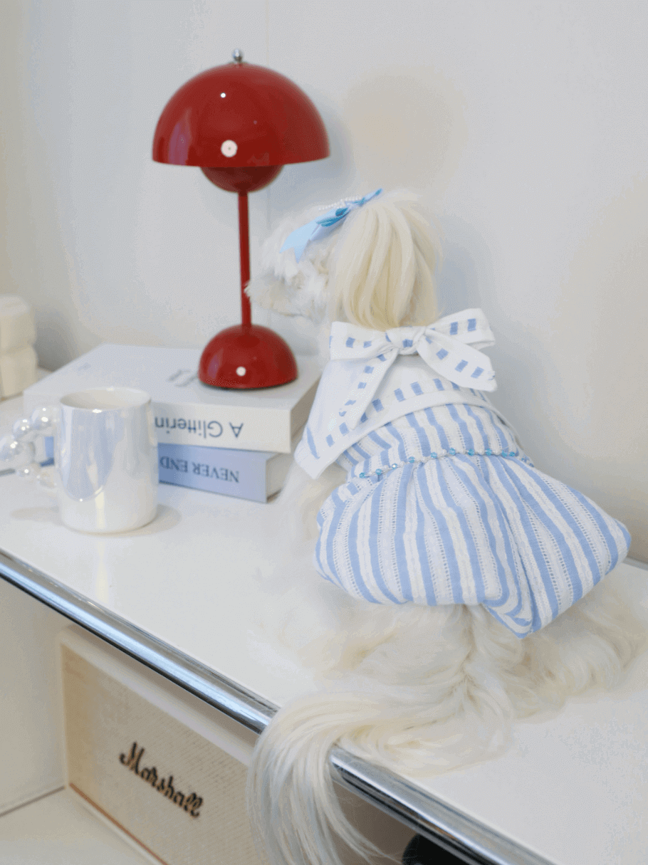 BELO Navy Stripe Dog Dress, Stylish Pet Overall