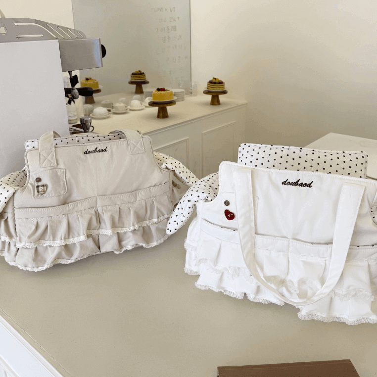 French Polka Dot Pet Tote Bag - Elegant Dog Carrier