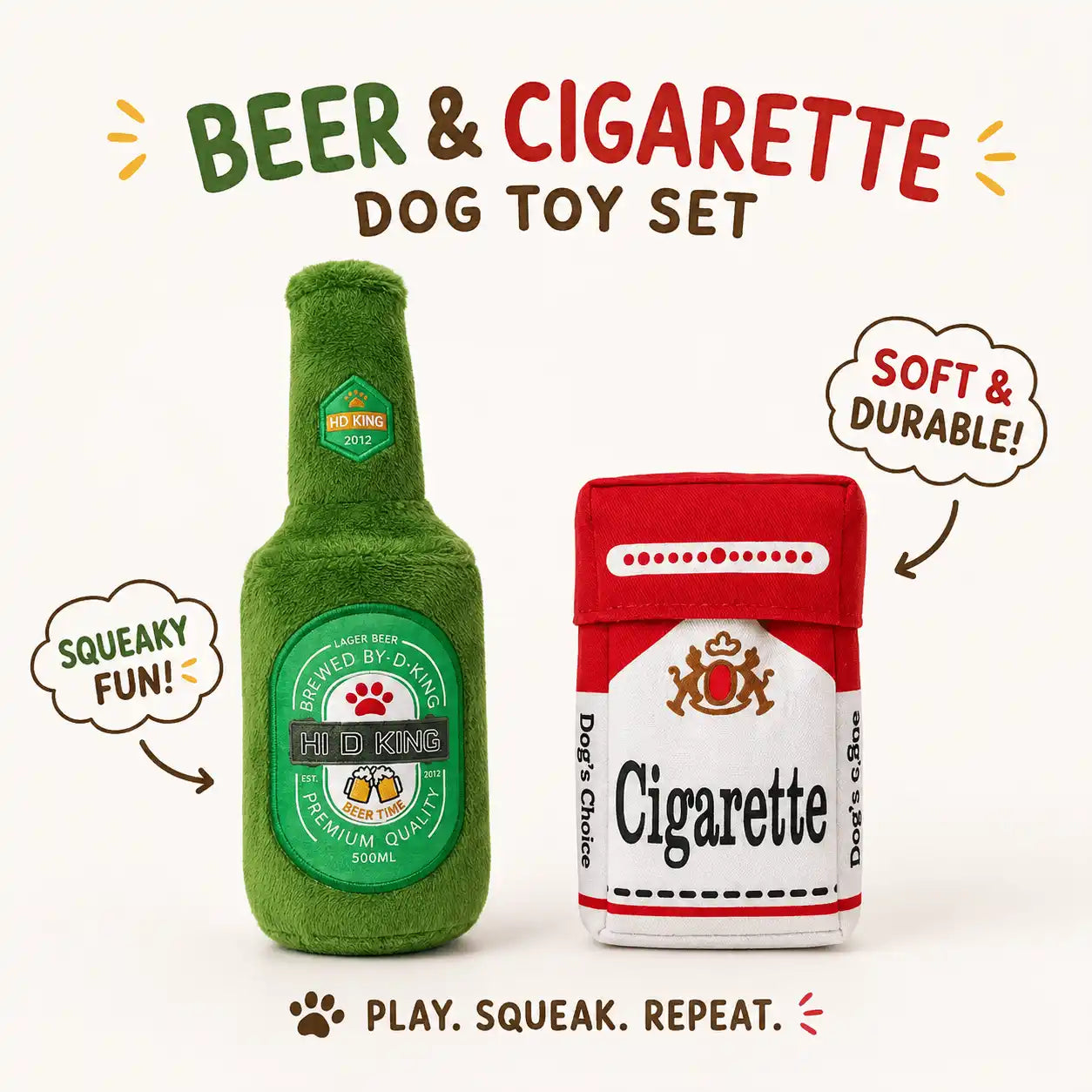 Doggy Cigs™ Hide-and-Seek Squeaky Dog Toy