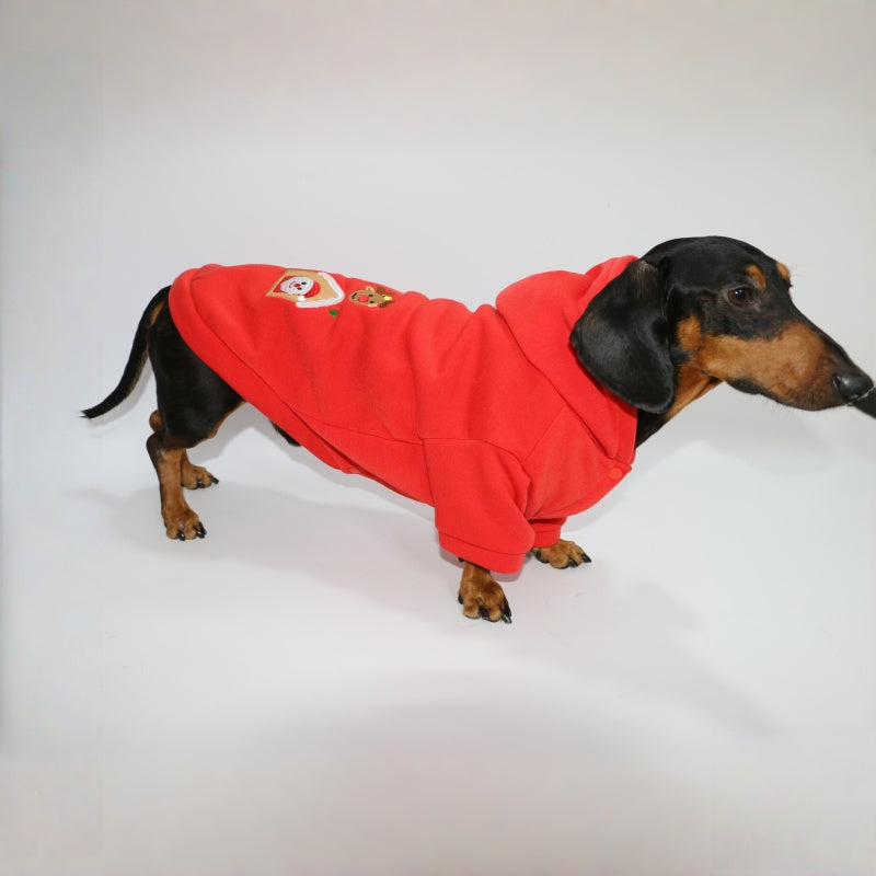Weenie Dog Clothes Christmas Fleece Hoodie for Dogs Dachshund Warm Winter
