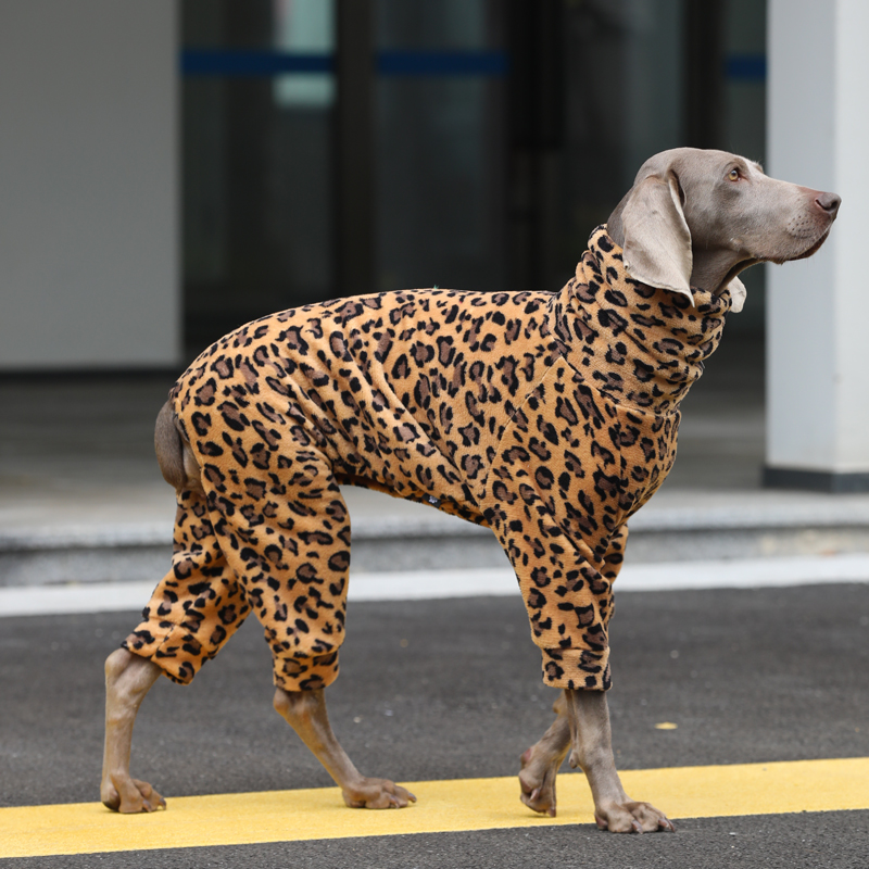 Fleece Winter Onesies for Big Dogs Leopard Print Warm Clothes
