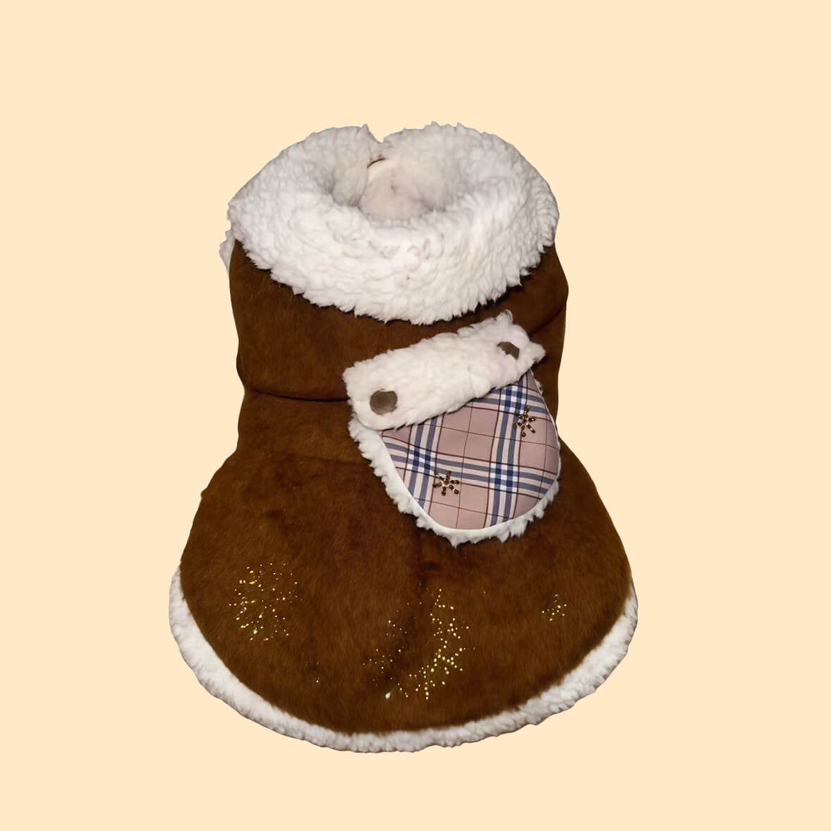 Vintage Snowflake Dog Coat & Dress Set – Elegant Outfit for Pets