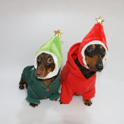 Weenie Dog Clothes Christmas Fleece Hoodie for Dogs Dachshund Warm Winter