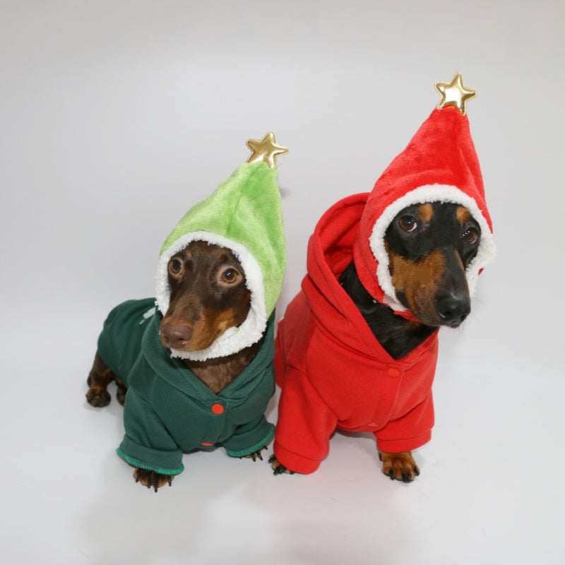 Weenie Dog Clothes Christmas Fleece Hoodie for Dogs Dachshund Warm Winter