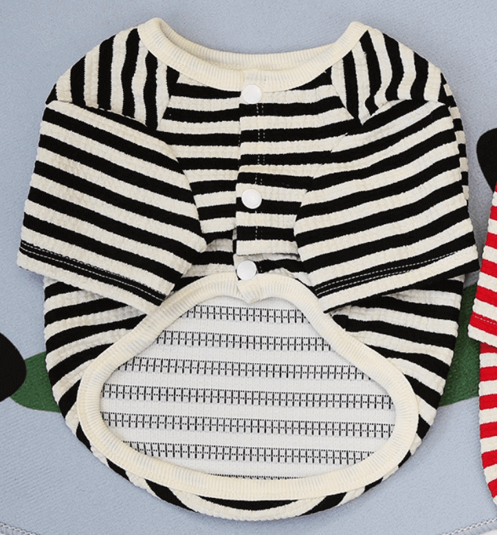 Striped Dog Sweatshirt Cardigan – Soft Non-Irritating Pet Jacket