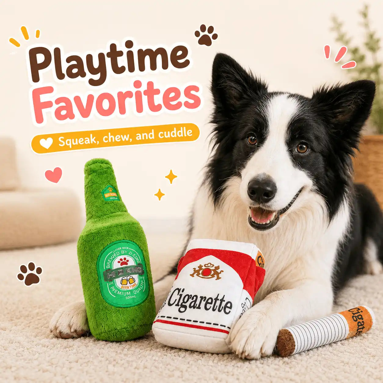 Doggy Cigs™ Hide-and-Seek Squeaky Dog Toy