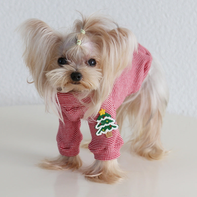 Christmas Warm Two-Leg Shirt for Small Medium Dogs Pet Clothing
