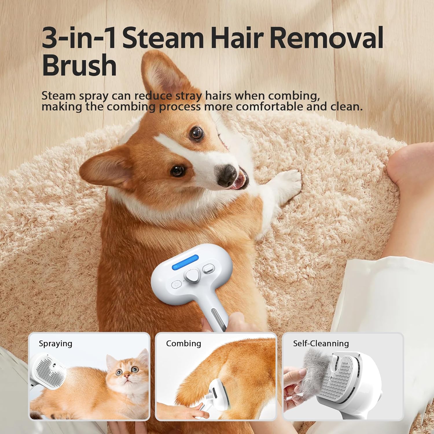 3-in-1 Pet Spray & Massage Brush