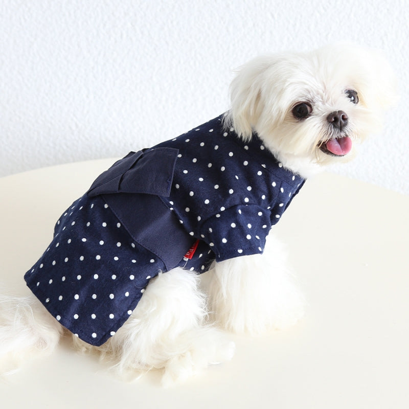 Cotton Two-Leg Polka Shirt for Small Medium Dogs Pet Clothing