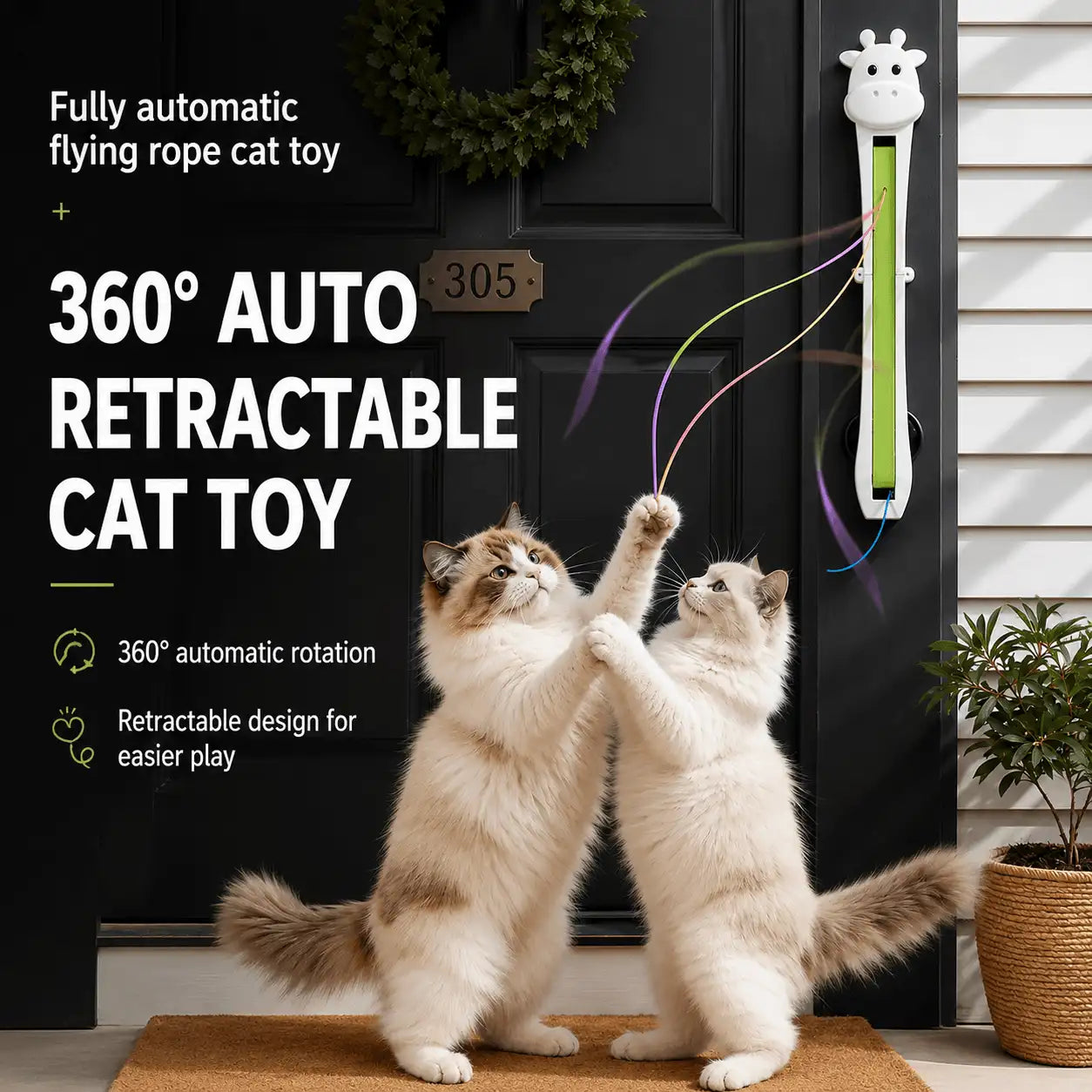 Interactive Electric Cat Teaser – Automatic Wall-Mounted Flicking Rope Toy