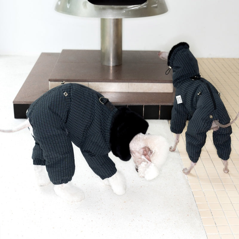 Handmade White Duck Down Thick Winter Puffer Jacket with Mink Fur Collar for Bedlington Greyhound Whippet Clothes