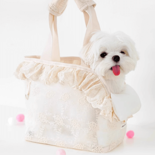Lace Mesh Pet Carrier Bag - Stylish Dog Tote