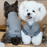 Pet sweatshirt Korean Style Fleece Lined Fake Two Piece Gray Size XXS-XL