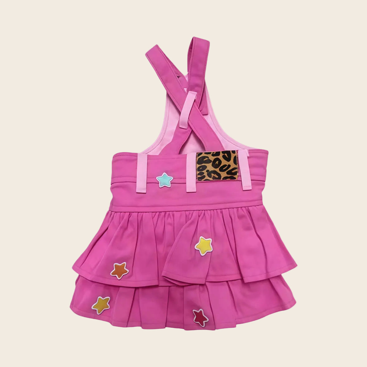 Starry Pink Dog Suspender Dress – Cute Overall Outfit for Pets