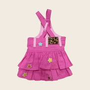 Starry Pink Dog Suspender Dress – Cute Overall Outfit for Pets