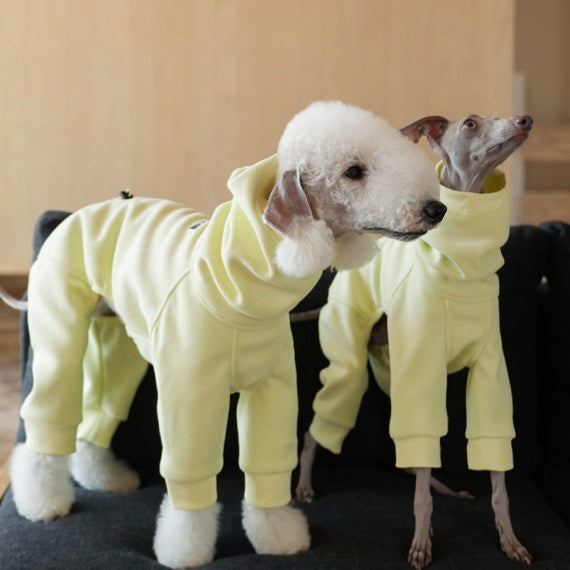 Warm Terry Knit Hoodie Four-Leg Dog Onesies Greyhound Whippet Bedlington Terrier Clothes