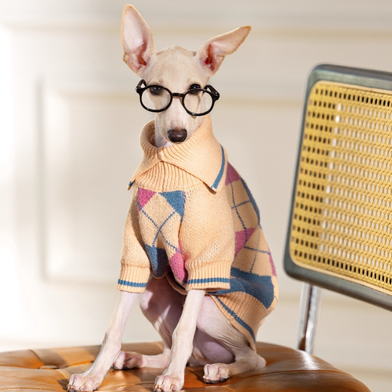 Plaid Sweater Dog Winter Clothes Warm Comfortable for Greyhound Whippet Clothes