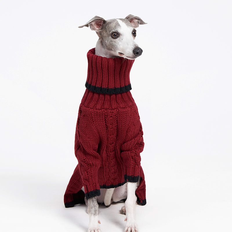 Christmas Dog Sweater Cable Knit for Italian Greyhound Whippet Clothes - PIKAPIKA