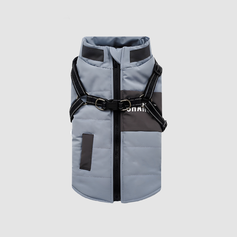 Dog Jacket Padded Vest Sleeveless Clothes with D Ring Winter Warm - PIKAPIKA