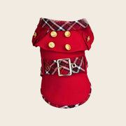 Elegant British Style Dog Dress – Classic Red Plaid Coat Outfit
