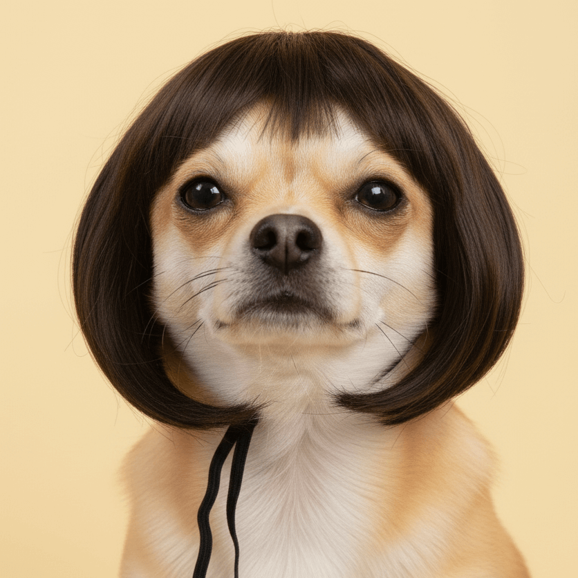 Pet Wig with Bangs Bob Cut | Cute Funny Dog Hair Accessories | Stylish Pet Headwear