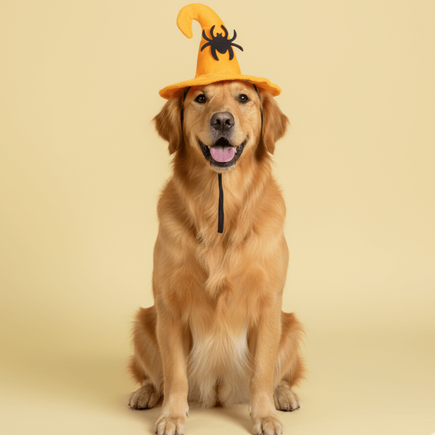 Halloween Pet Costume Hat – Funny Cat Magic Headwear with Black Veil & Spider